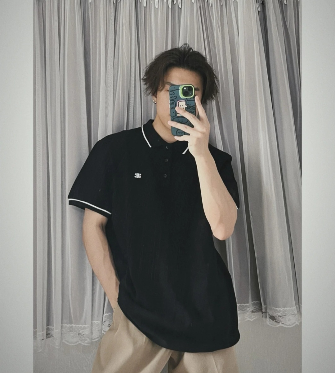 Celine 黑色 Logo Polo 男款