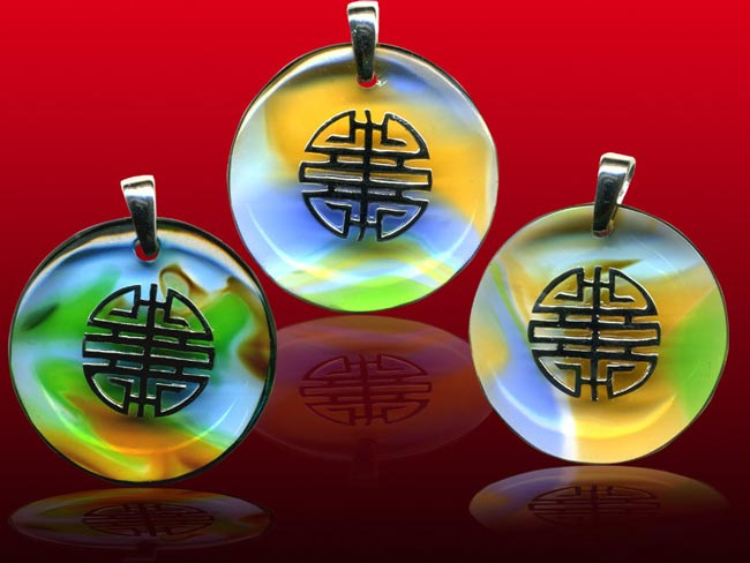 鹿港窯水晶琉璃｜福壽圓滿銀飾項鍊 福祿壽喜吉祥如意開運納福