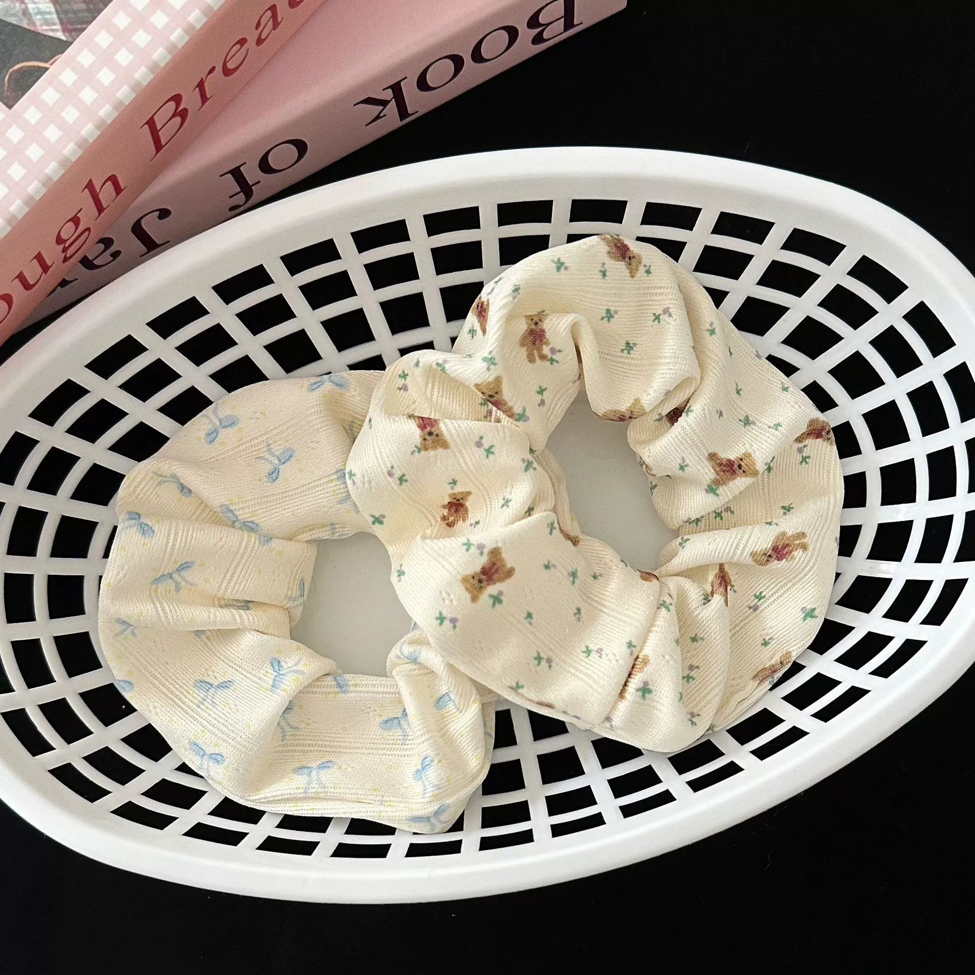 [3 for RM10] Blue Literary Floral Bow Scrunchies