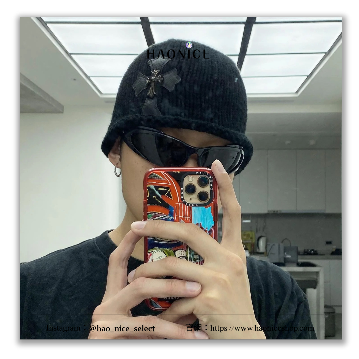 【HAO NICE】美式精品🇺🇸Chrome Hearts 經典皮革十字架 logo銀扣針織毛帽