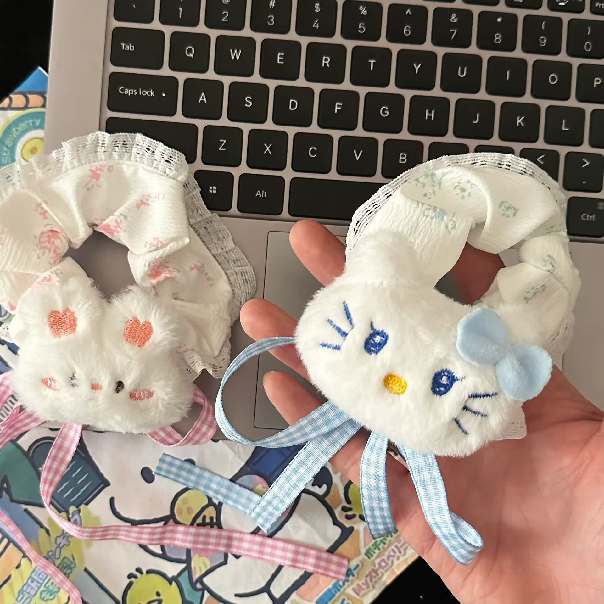 [2 FOR RM10] Cute Plush Cartoon Ribbon Scrunchies