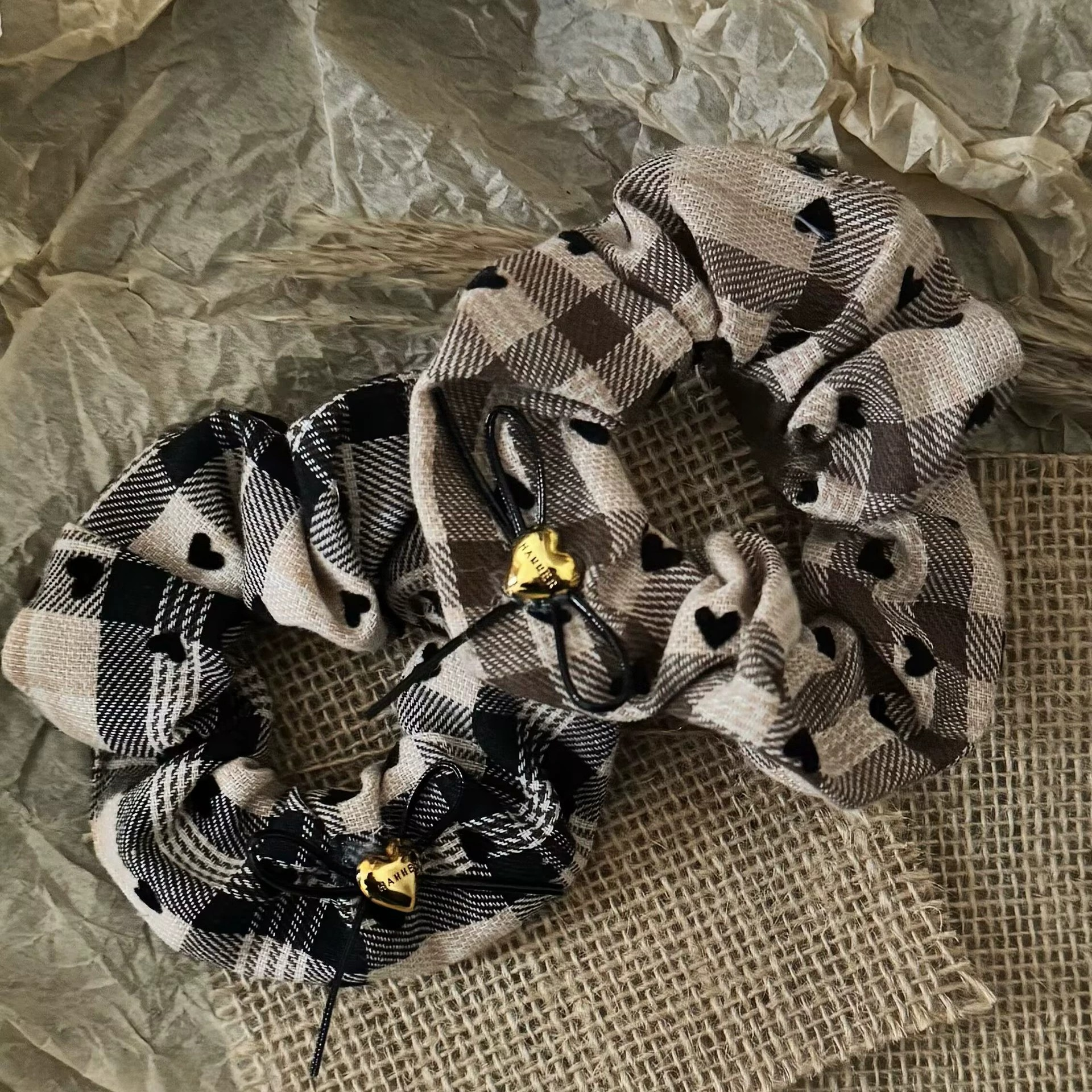 [3 FOR RM10] Vintage Heart Bow Plaid Scrunchies