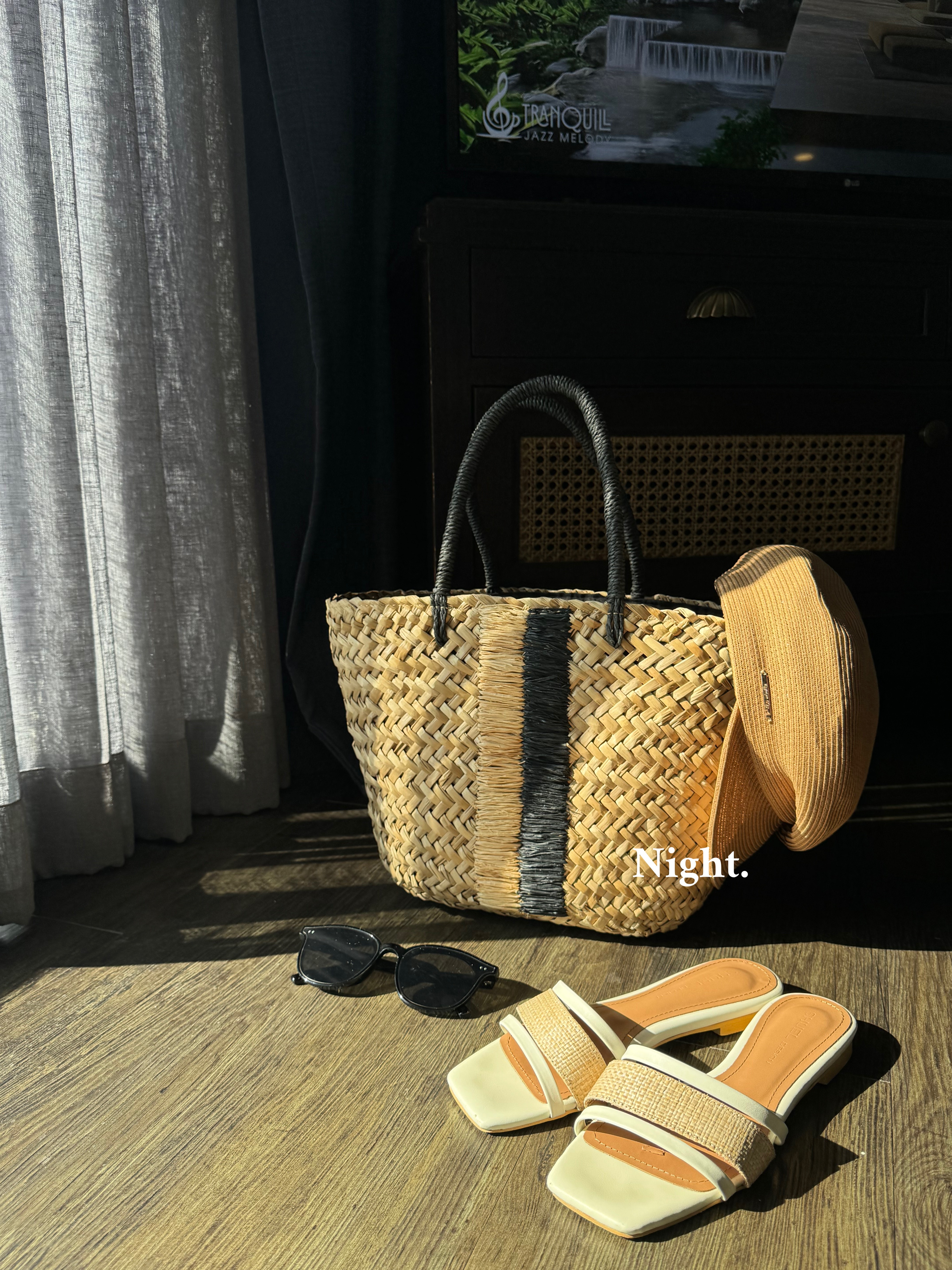 許願再開 / 海島渡假感雙色設計編織提包