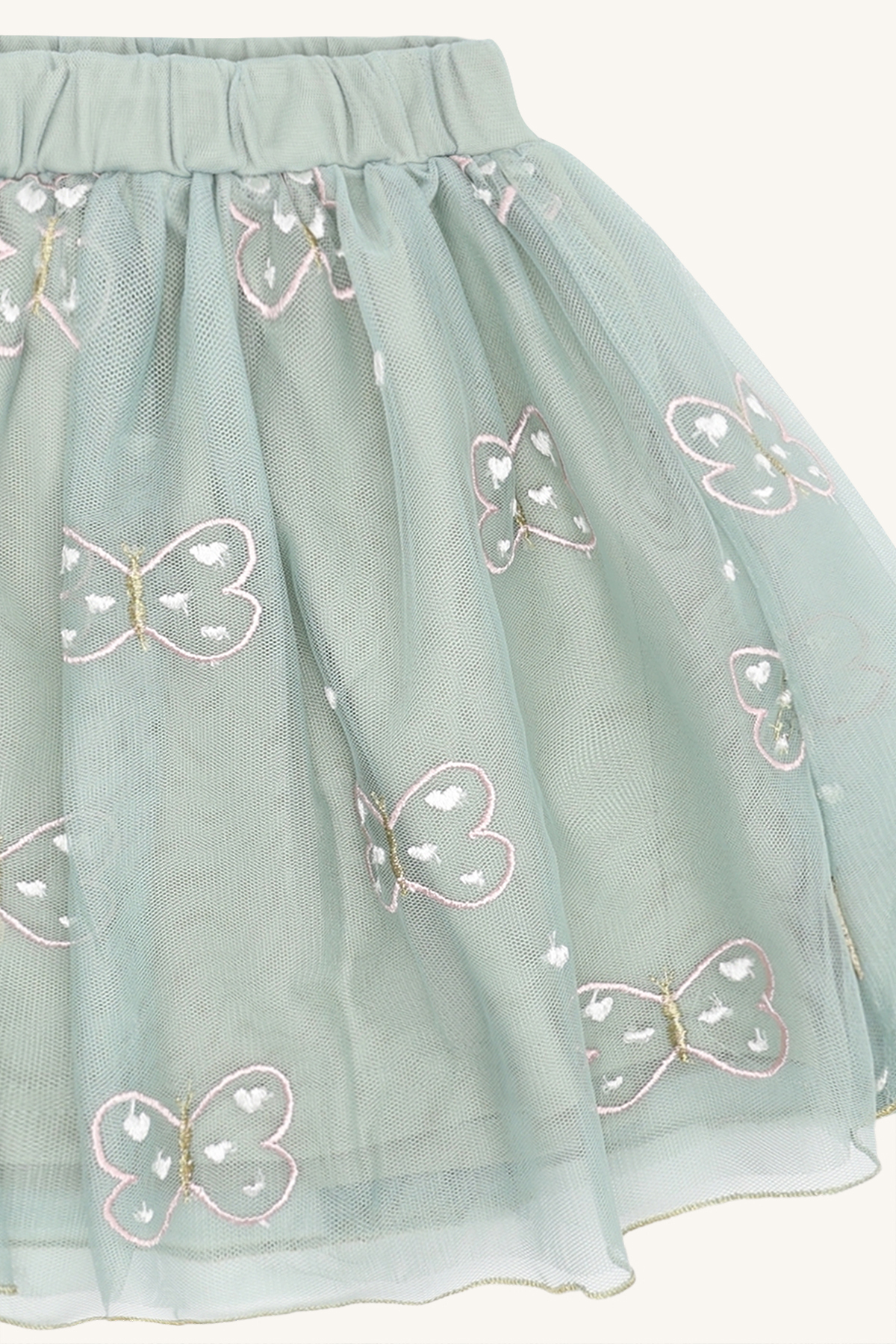 〖 Hust & Claire 〗嫩綠刺繡蝴蝶澎裙
