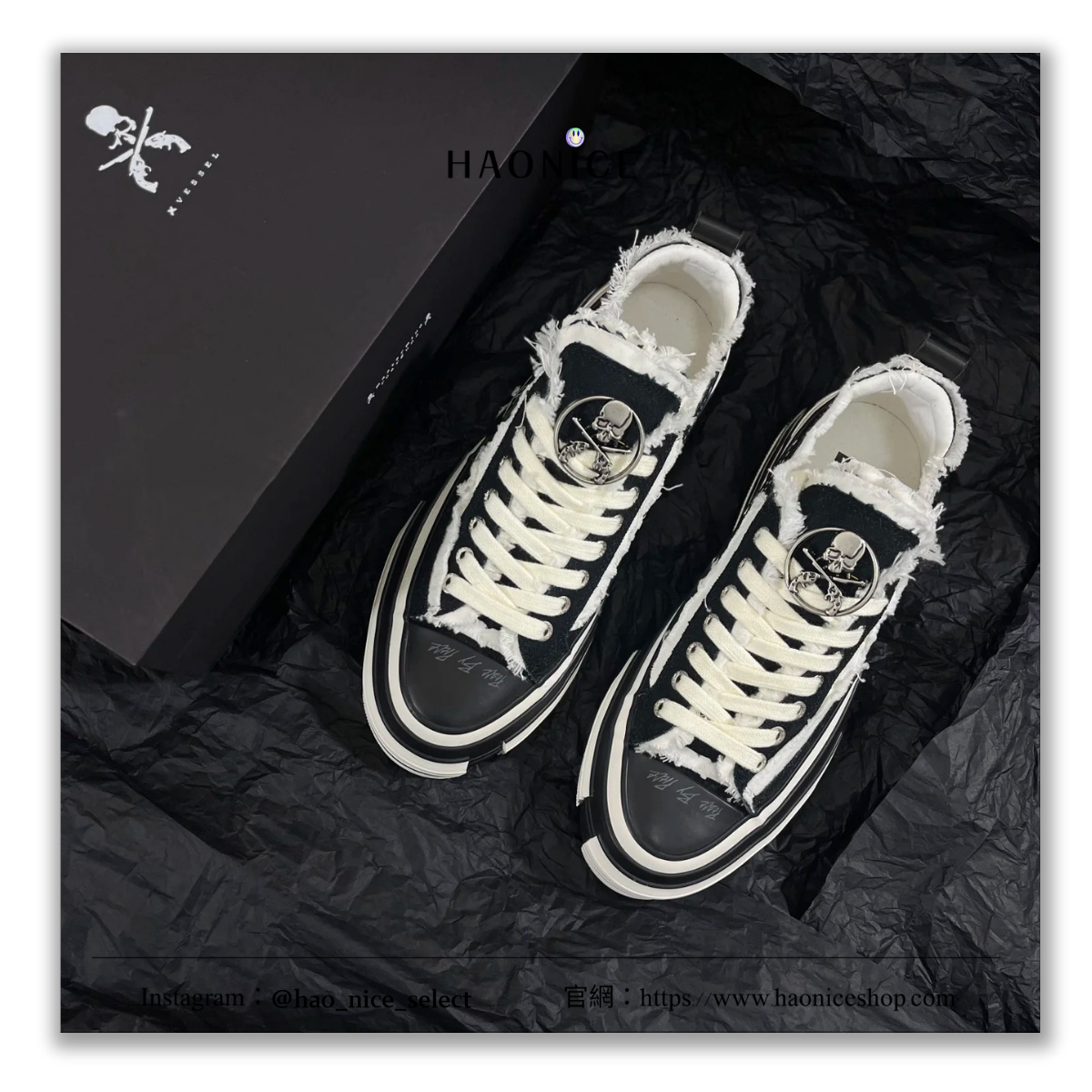 【HAO NICE】暗黑系列☠️xVESSEL吳建豪x MMJ x ROARGUNS三方聯名🔥暗黑元素骷髏頭低筒帆布鞋 休閒鞋 上海經銷商