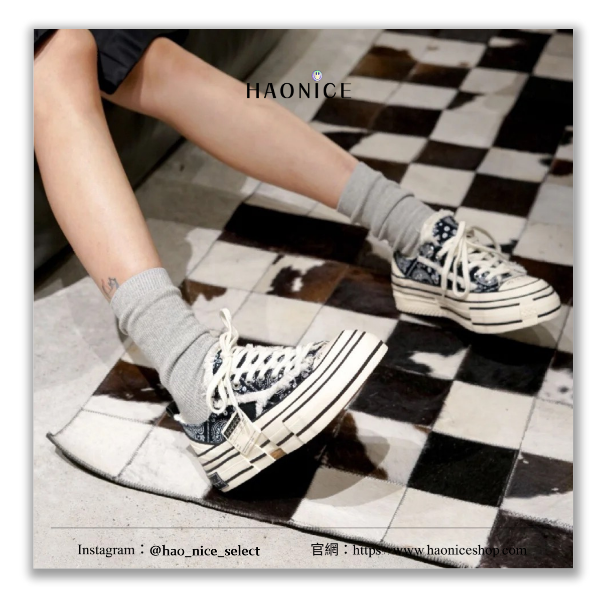 【HAO NICE】100%正品xVESSEL吳建豪🔥黑色腰果花元素低筒帆布鞋 休閒鞋 上海經銷商