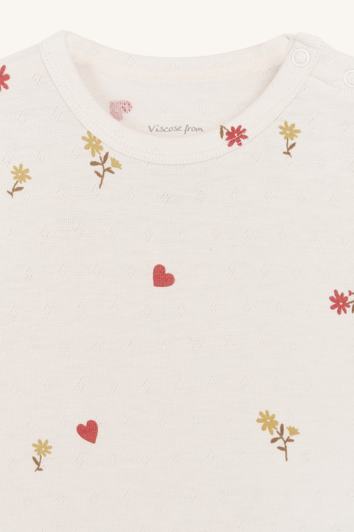 〖 Hust & Claire 〗米白愛心小花竹纖維包屁衣