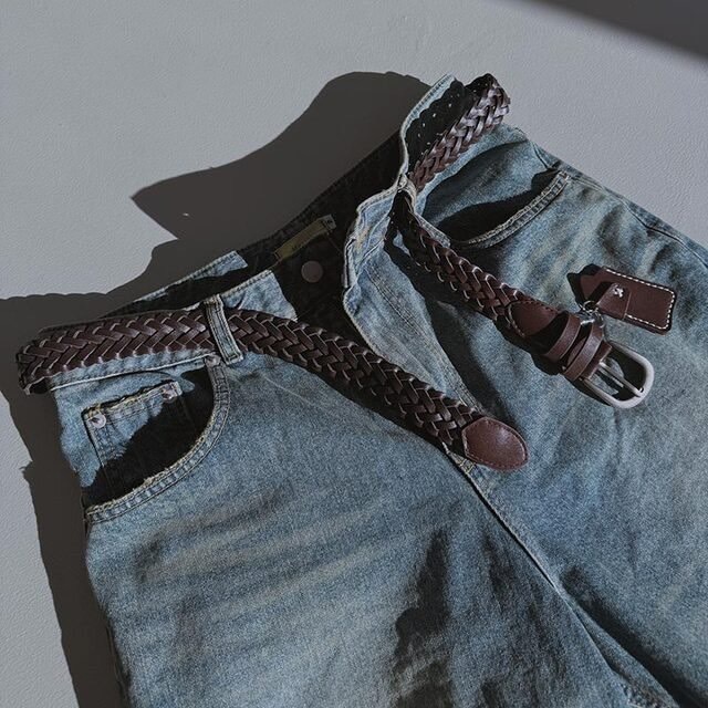 韓國 西部 編織 混搭 皮套 腰帶 皮帶