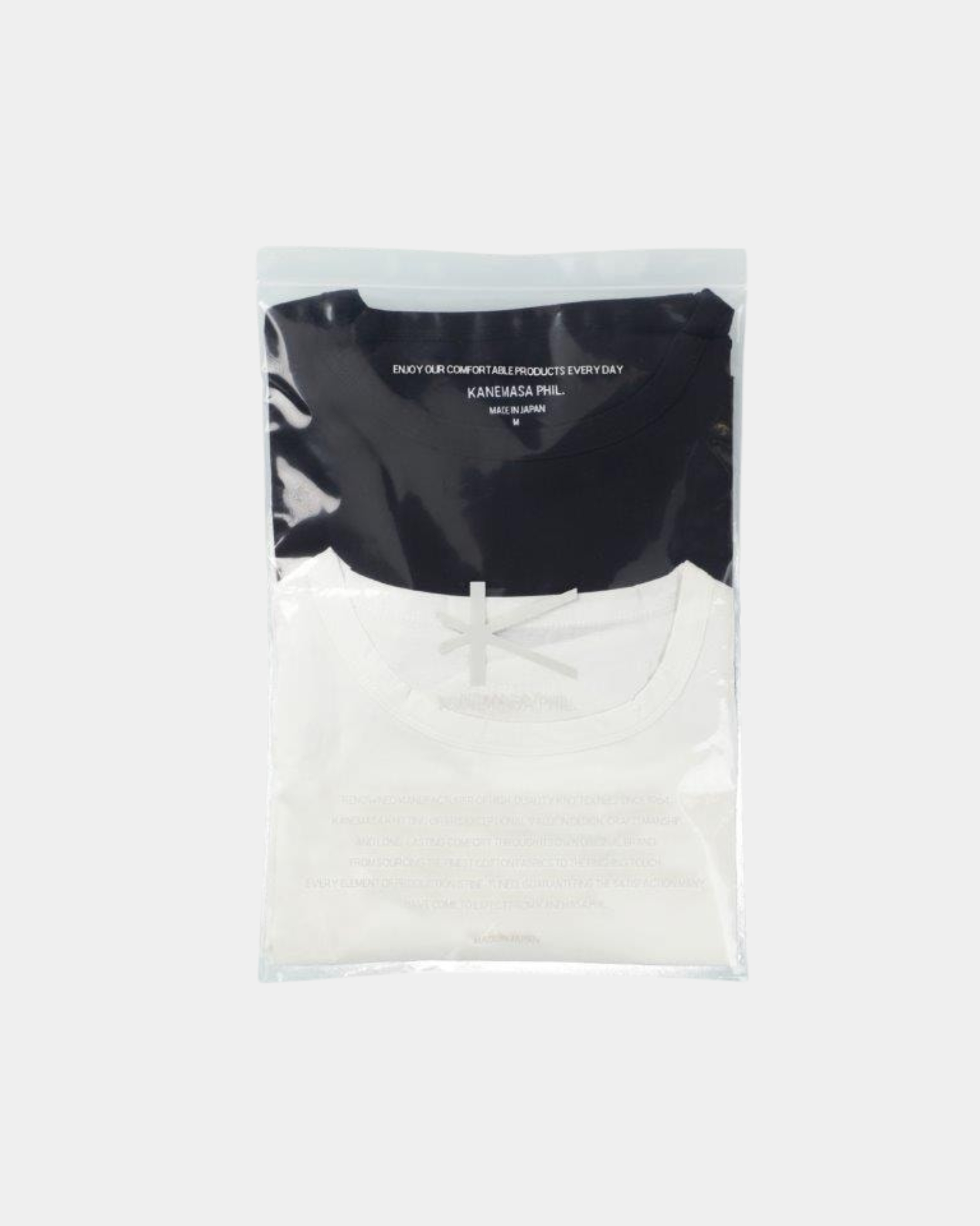 KANEMASA PHIL. - 46G Cotton Thin Pack Tee / WHITE+BLACK