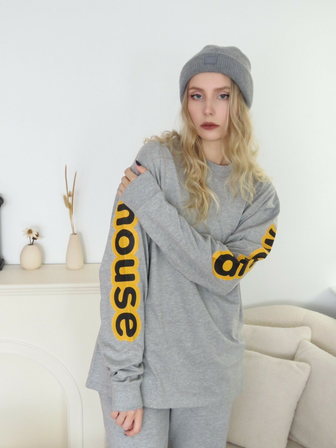 DREW HOUSE 手臂字體Logo 灰色長袖 長T