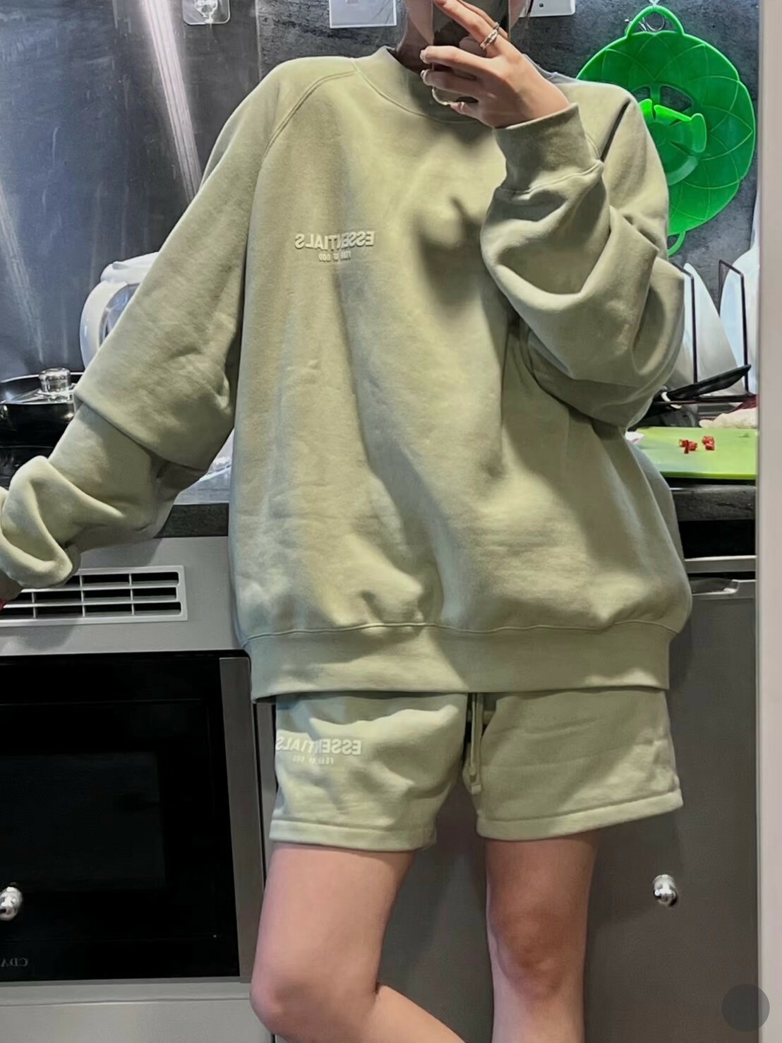 FOG ESSENTIALS 絕版款 海沫綠植絨Logo衛衣