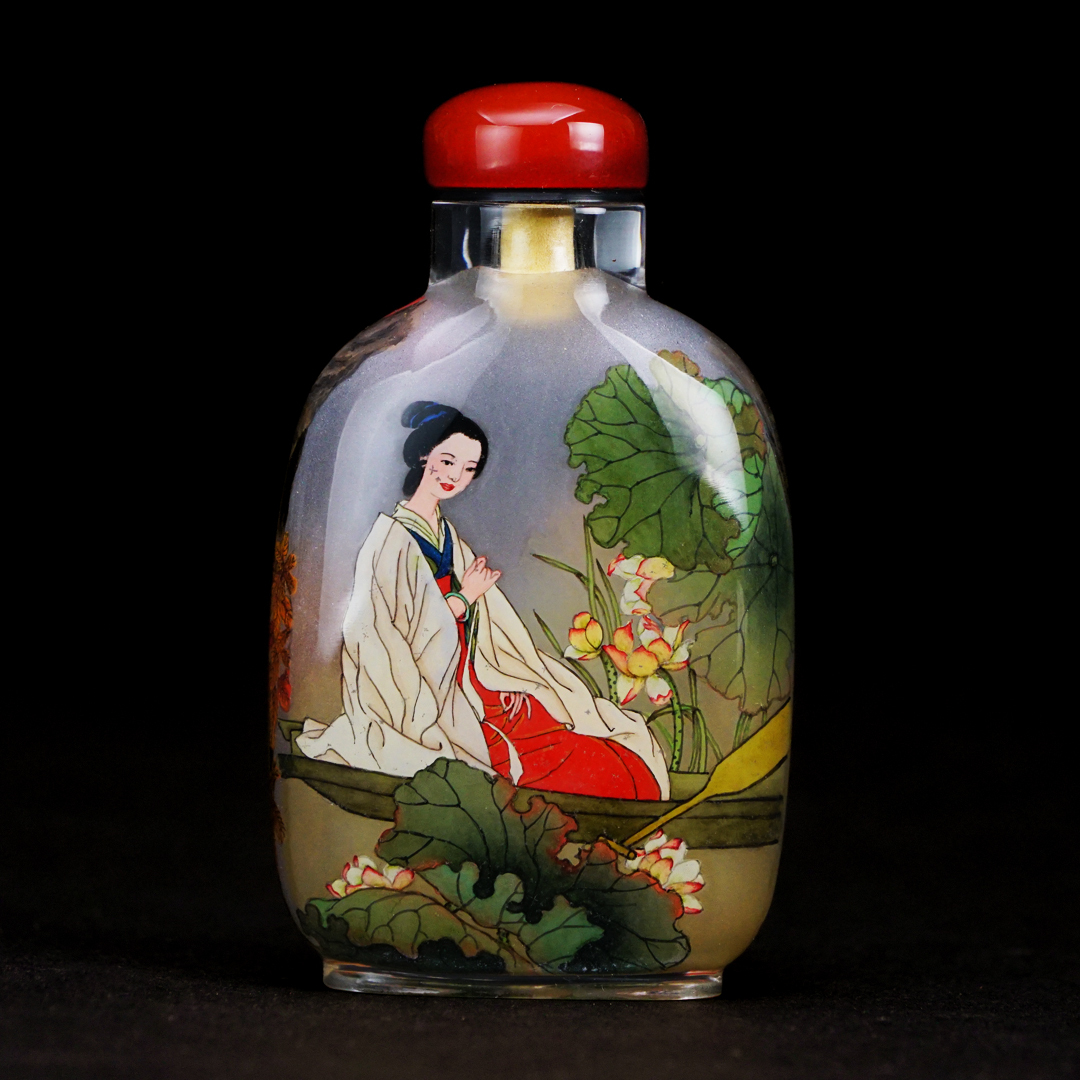 經典內畫藝術-鼻煙壺－仕女與自然的詩意結合