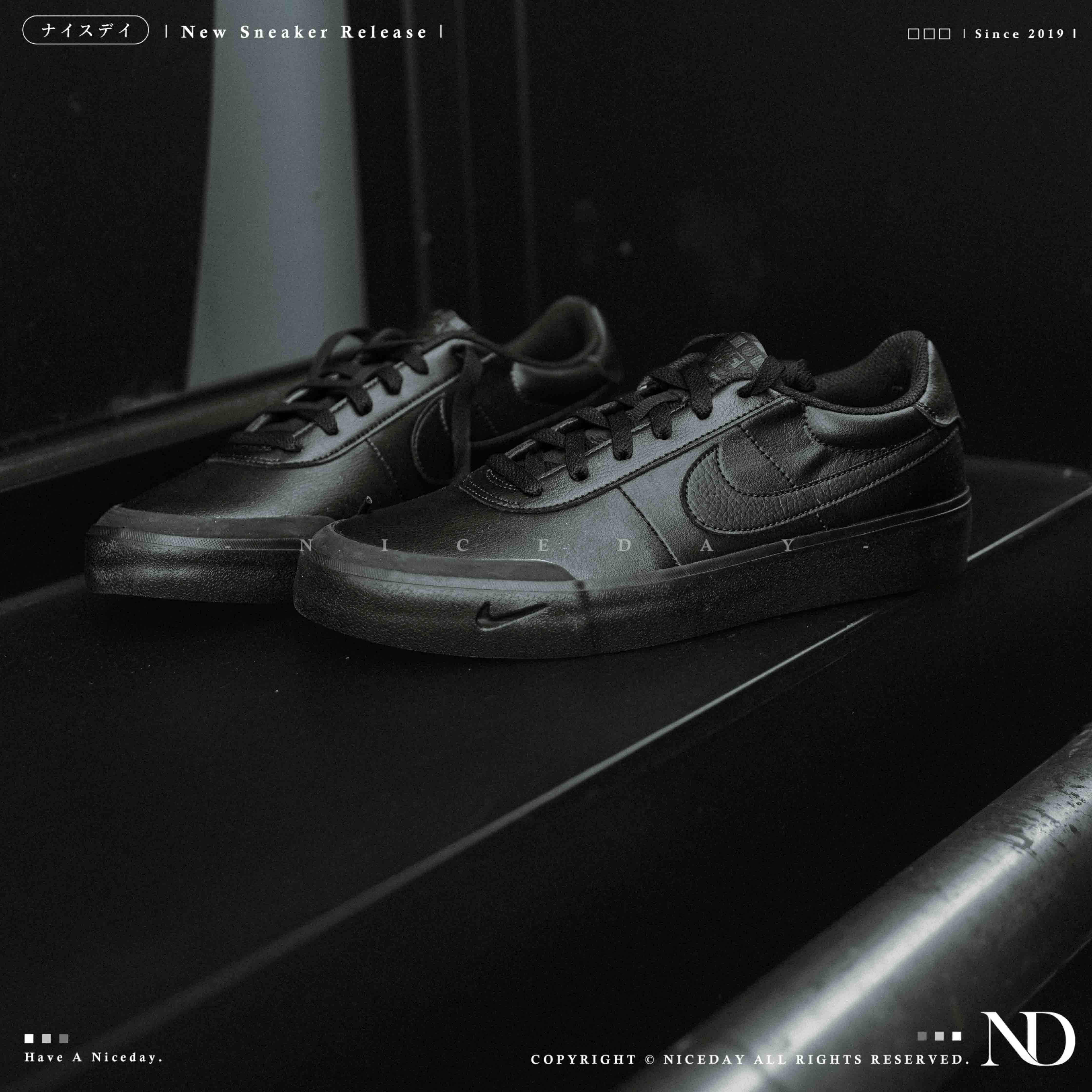 NICEDAY 現貨 NIKE COURT SHOT 'Black' 全黑 黑魂 皮革 小勾 FQ8146-001