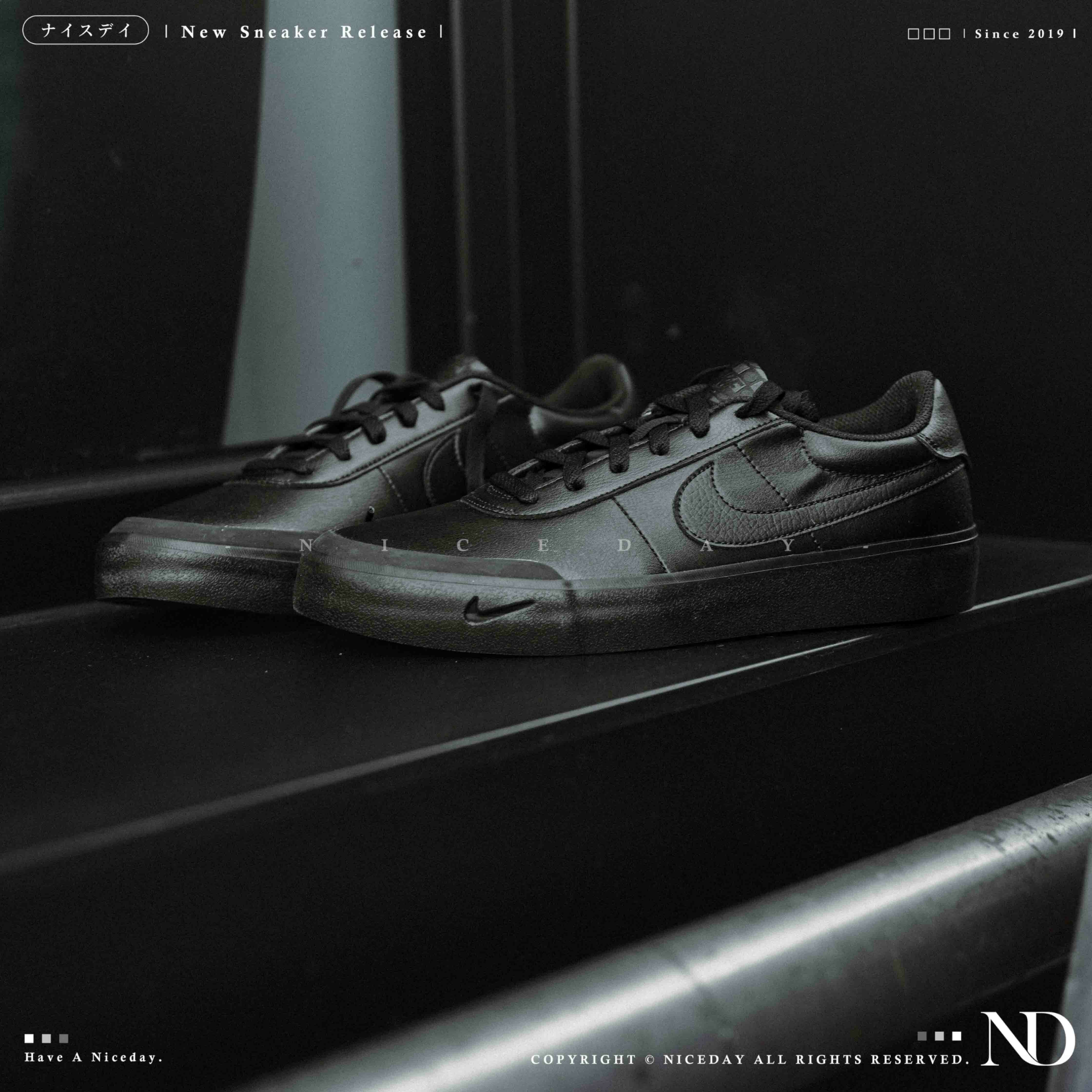 NICEDAY 現貨 NIKE COURT SHOT 'Black' 全黑 黑魂 皮革 小勾 FQ8146-001