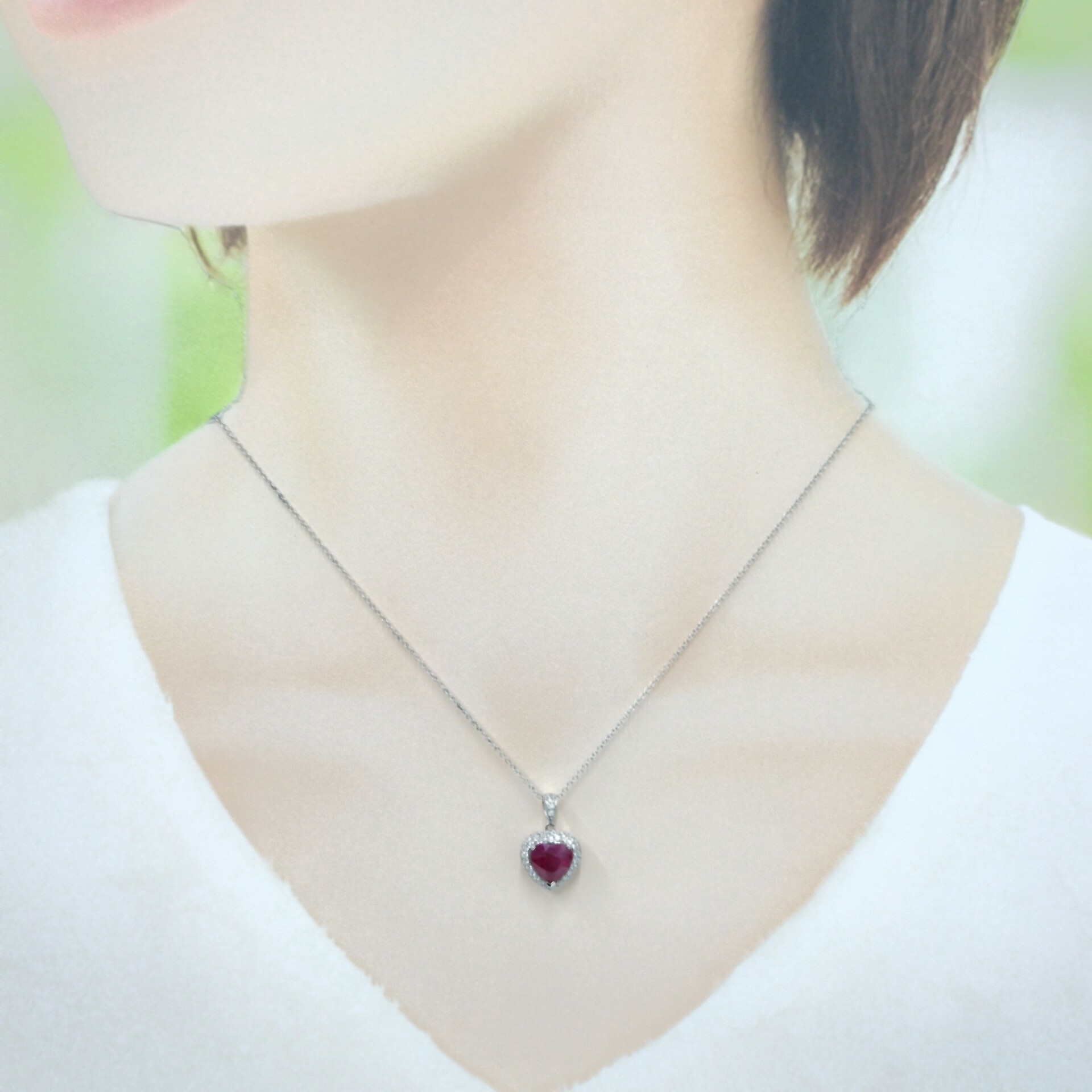 18K White Gold 1.87ct Ruby and Diamond Pendant