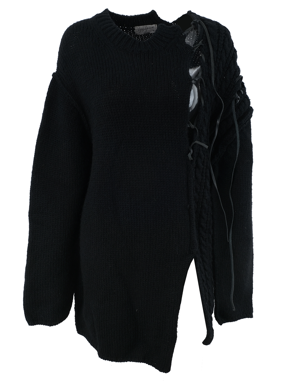 トップス Yohji Yamamoto Wool Black Knit Buy Yohji Yamamoto women black coarse knit wool sweater for