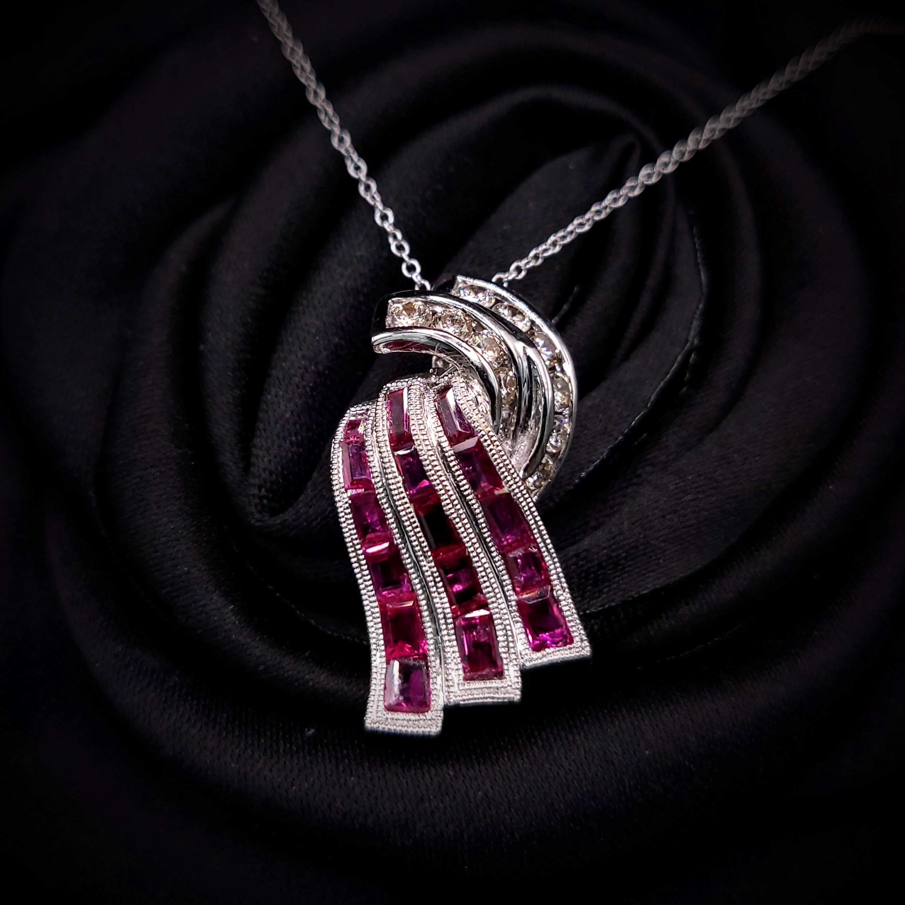 18K White Gold 1.83ct Ruby and Diamond Pendant