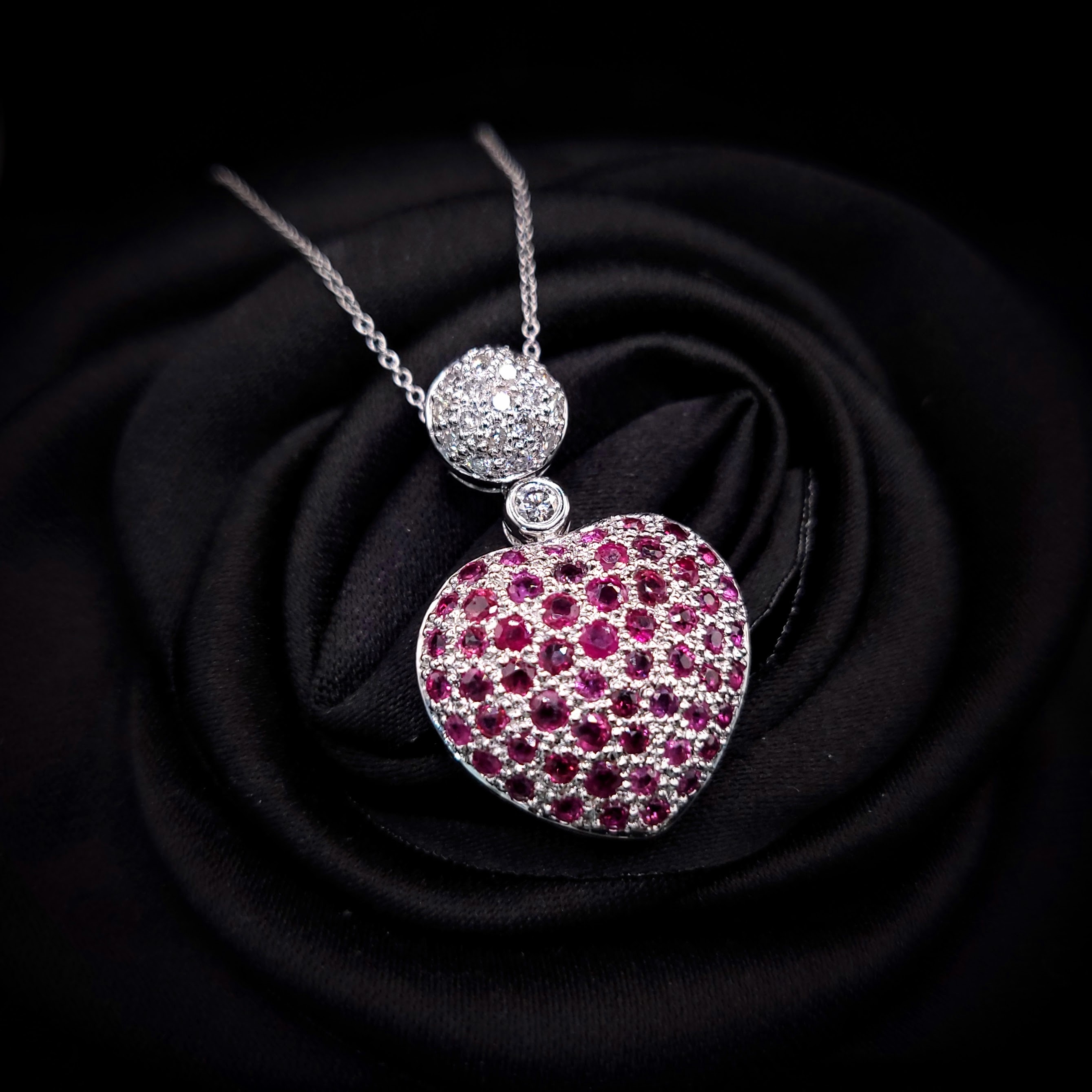 18K White Gold 1.78ct Ruby and Diamond Pendant
