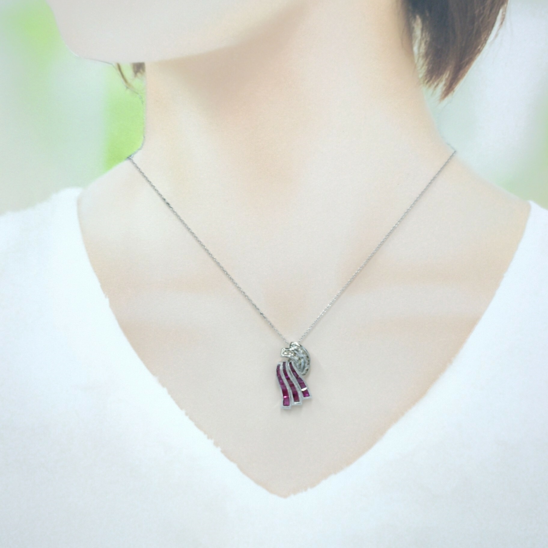 18K White Gold 1.83ct Ruby and Diamond Pendant