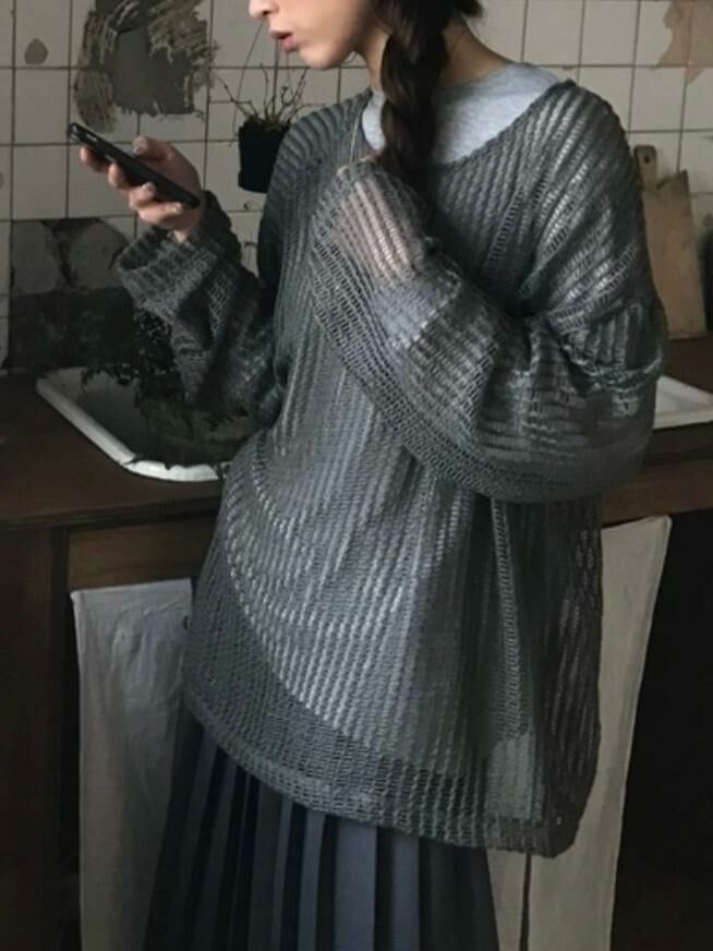 淨色網紋長袖衫 MALENKII-127T