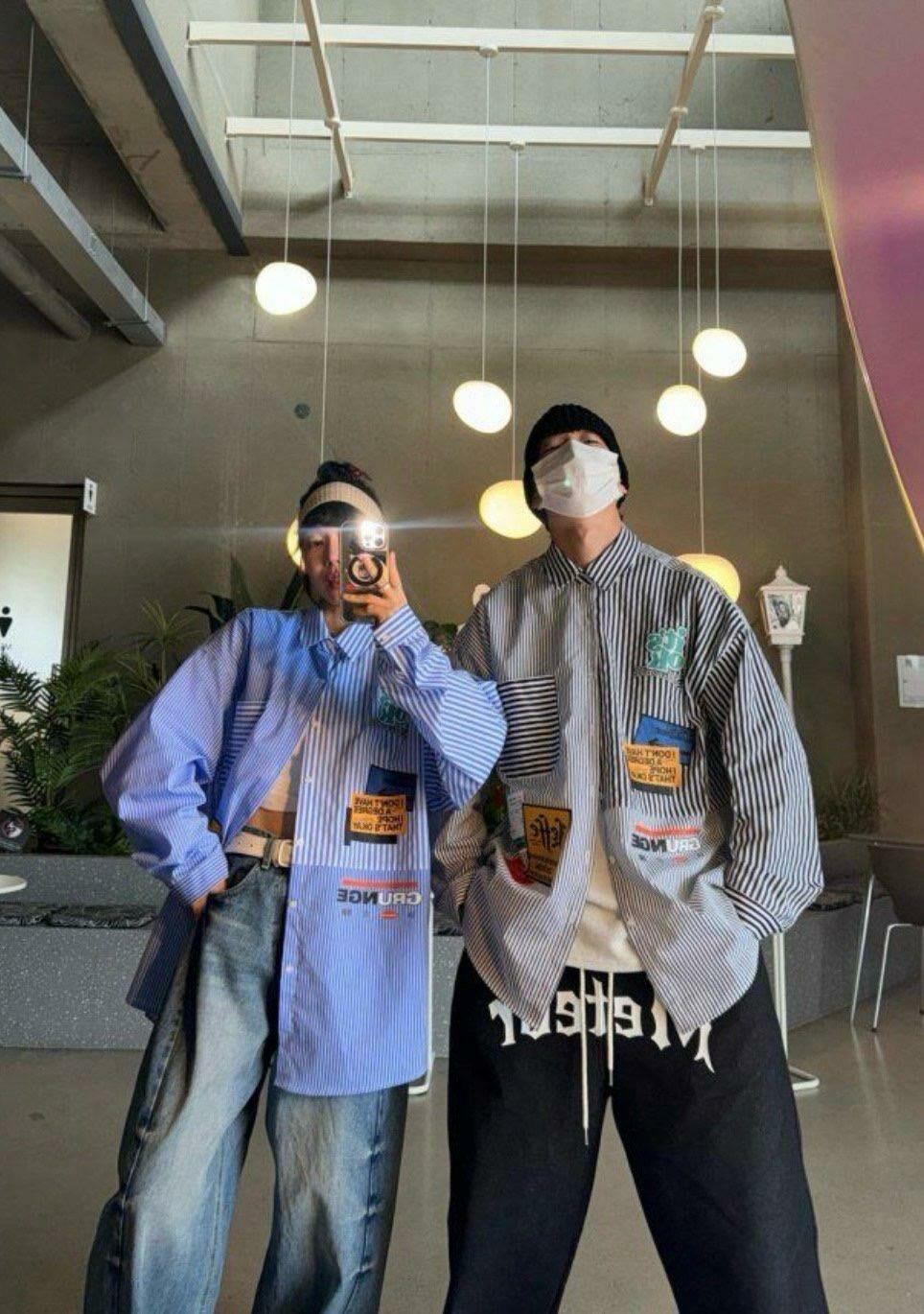 直間英文字圖案長袖恤衫 2nd-203S