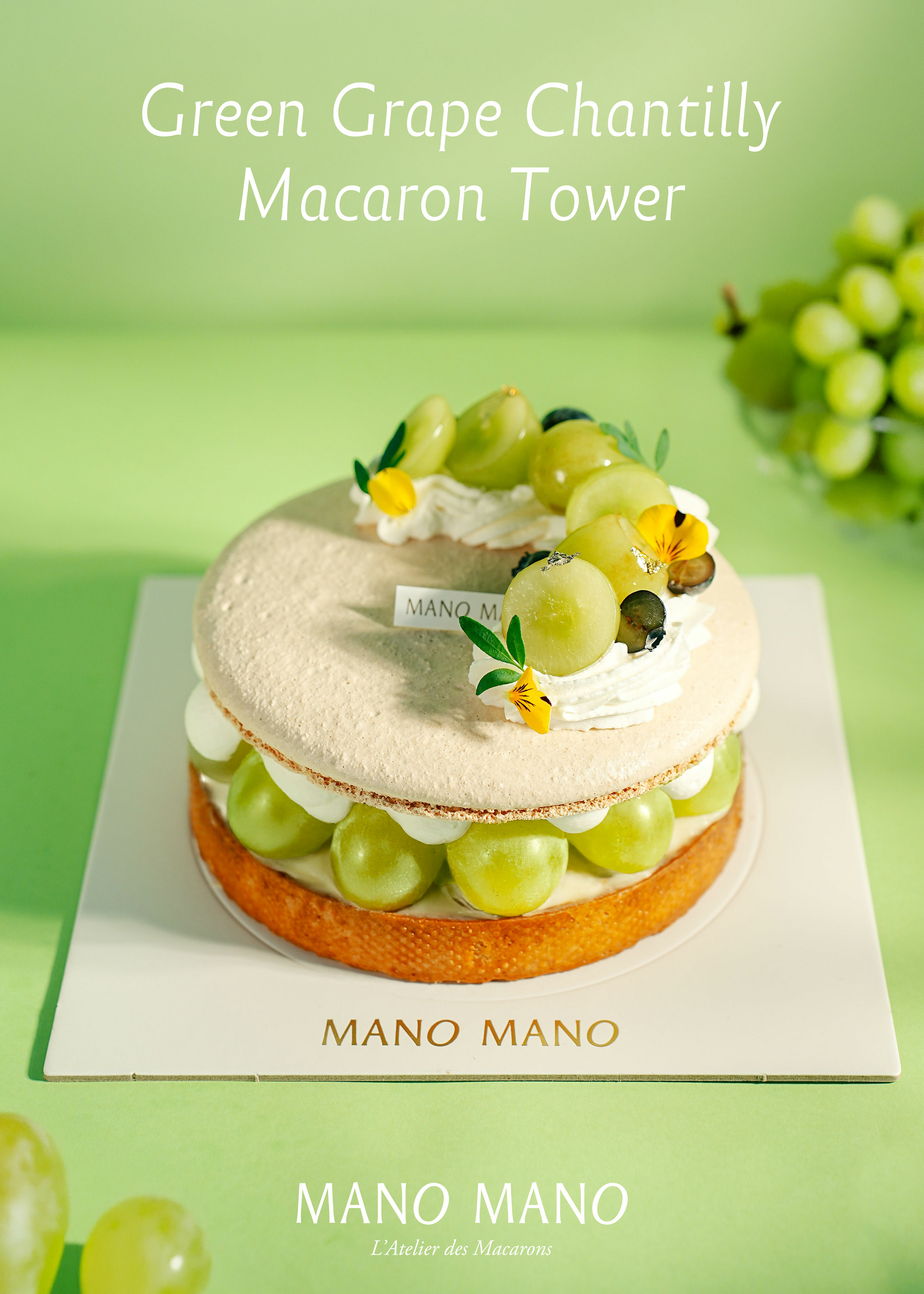 6吋 綠葡萄香緹馬卡龍塔