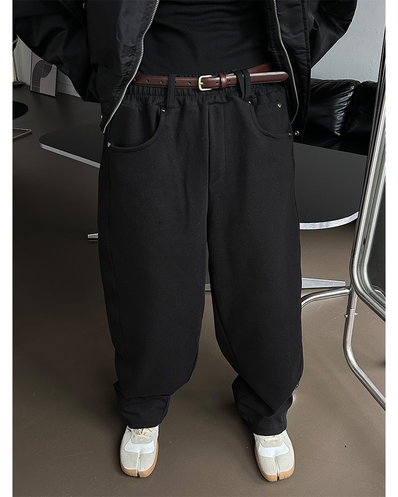 腰帶棉質休閒棉褲