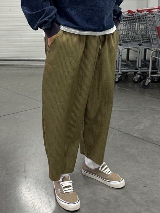 淨色暗直紋鬆身褲 PEACOCK-119P