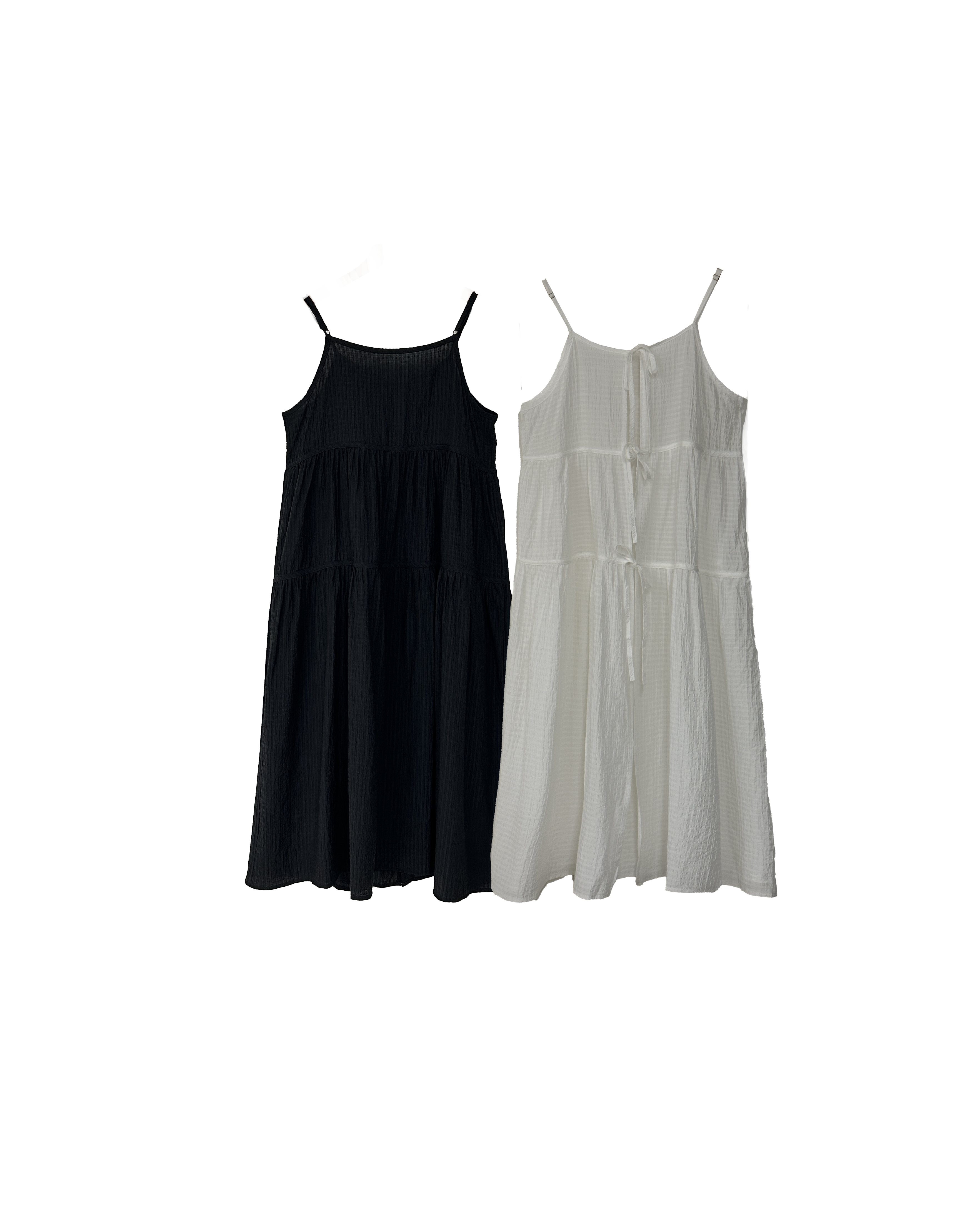 皺皺細格綁結2way背心外搭