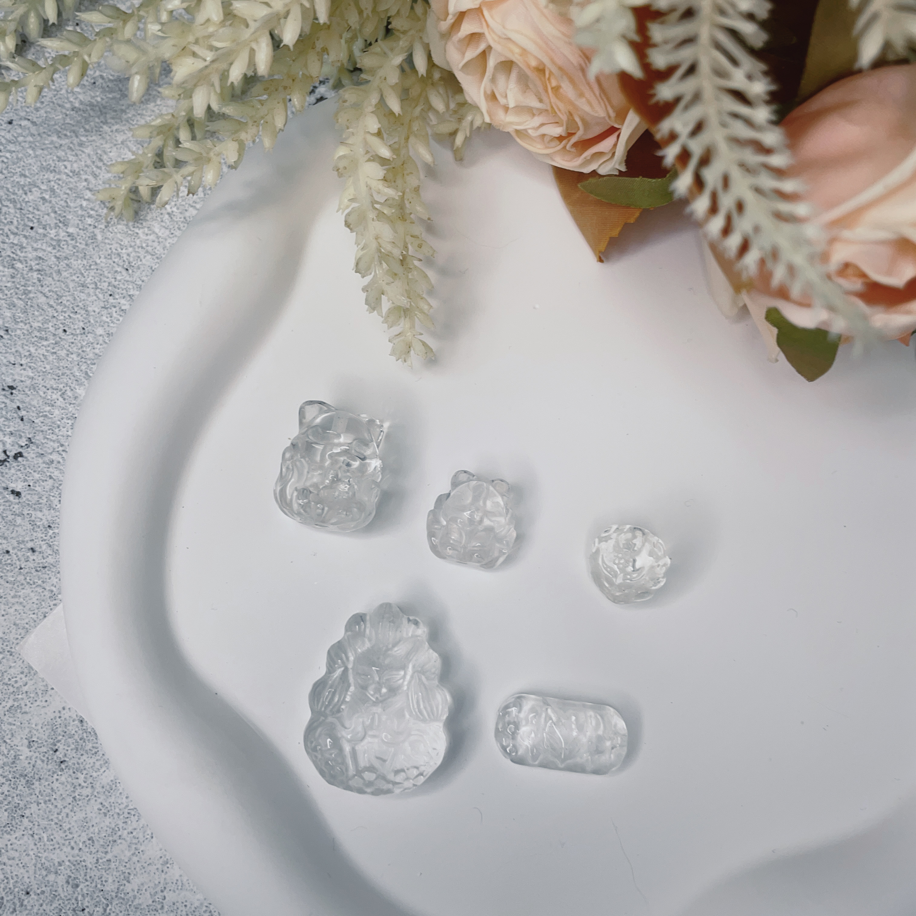 白水晶穿孔配件｜九尾狐