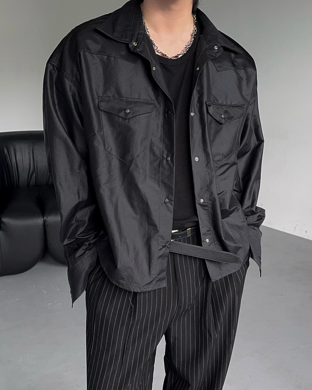 西部風格尼龍舒適夾克襯衫