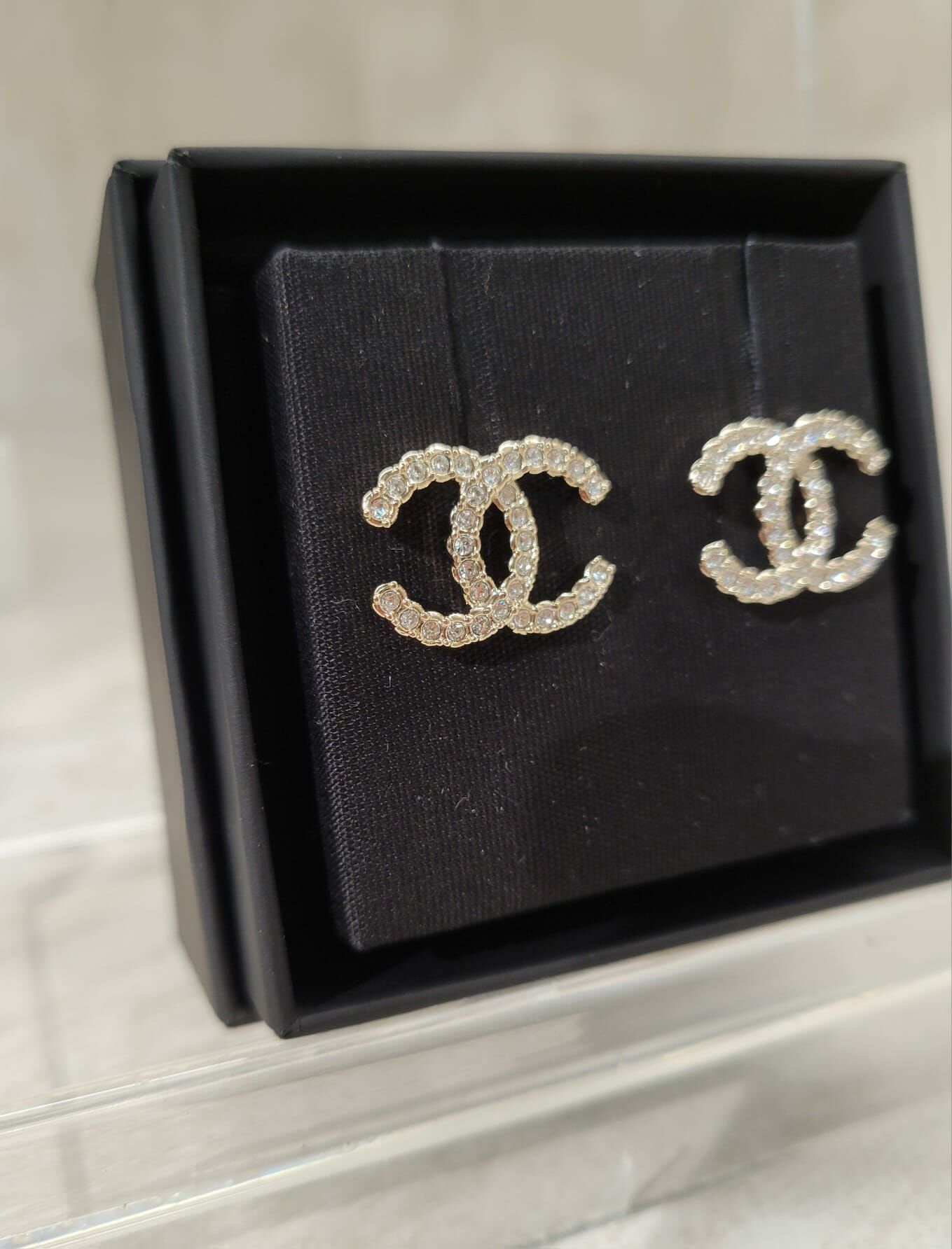 CHANEL ABF269 EARRINGS LIGHT GOLD LOGO 2CM 淡金色 耳環