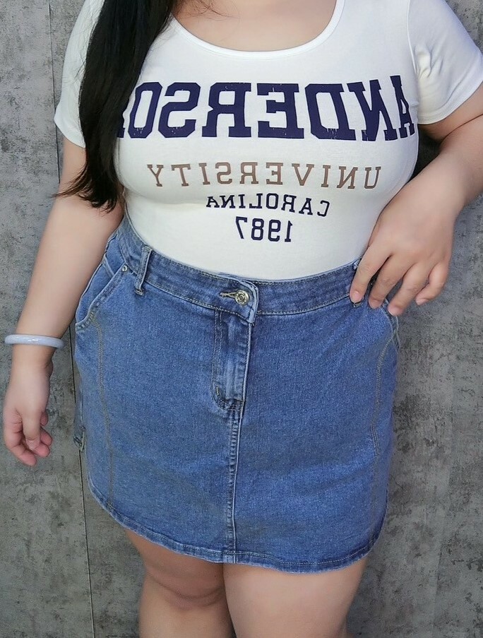 腰設計小開岔設計切線牛仔窄裙