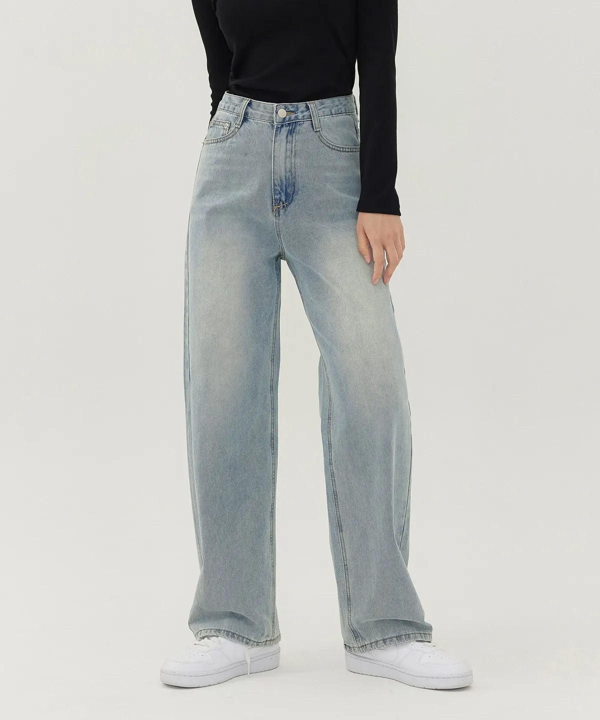 JINMANIA Women's Washed Long Wide Denim Pants