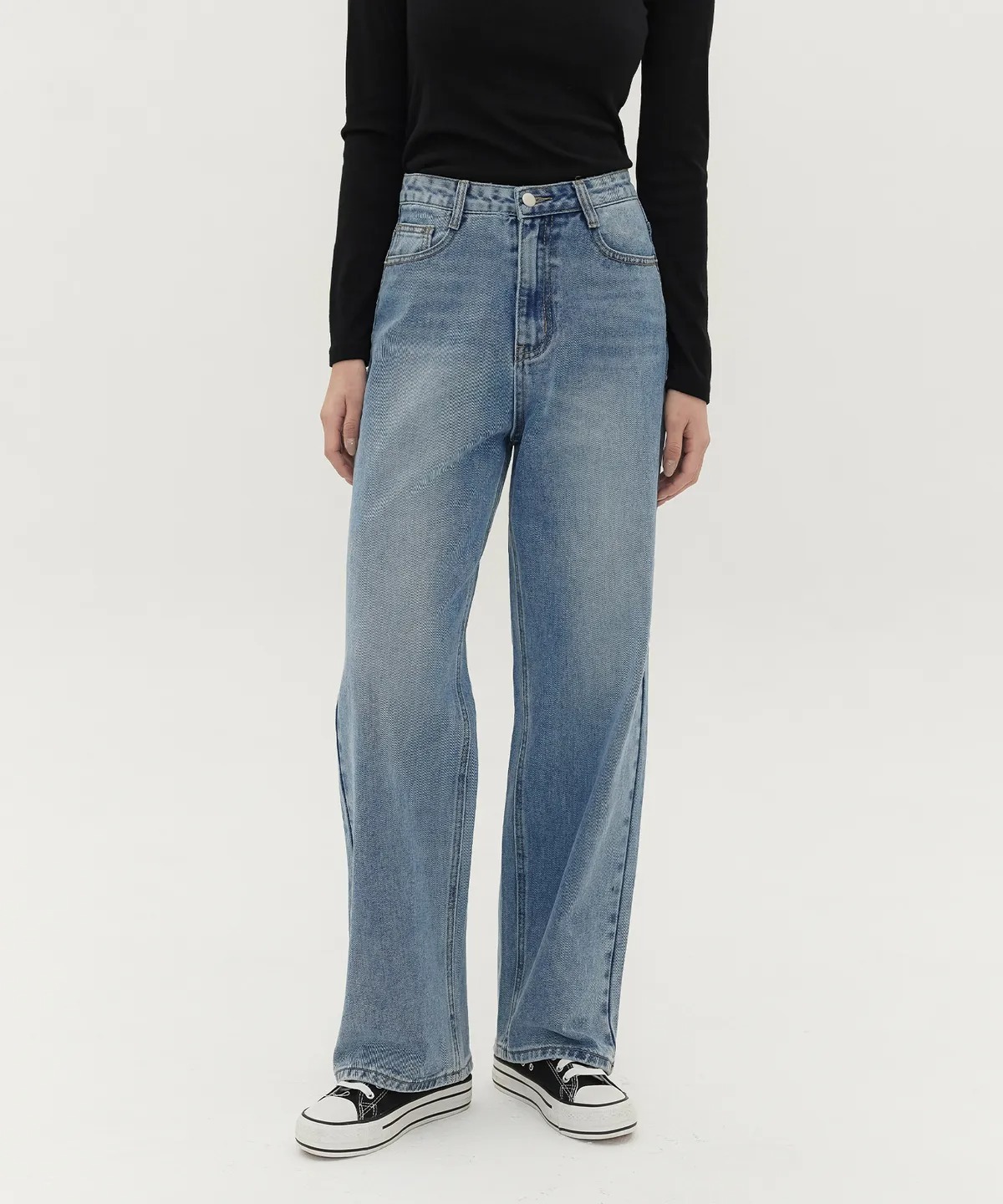 JINMANIA Women's Washed Long Wide Denim Pants