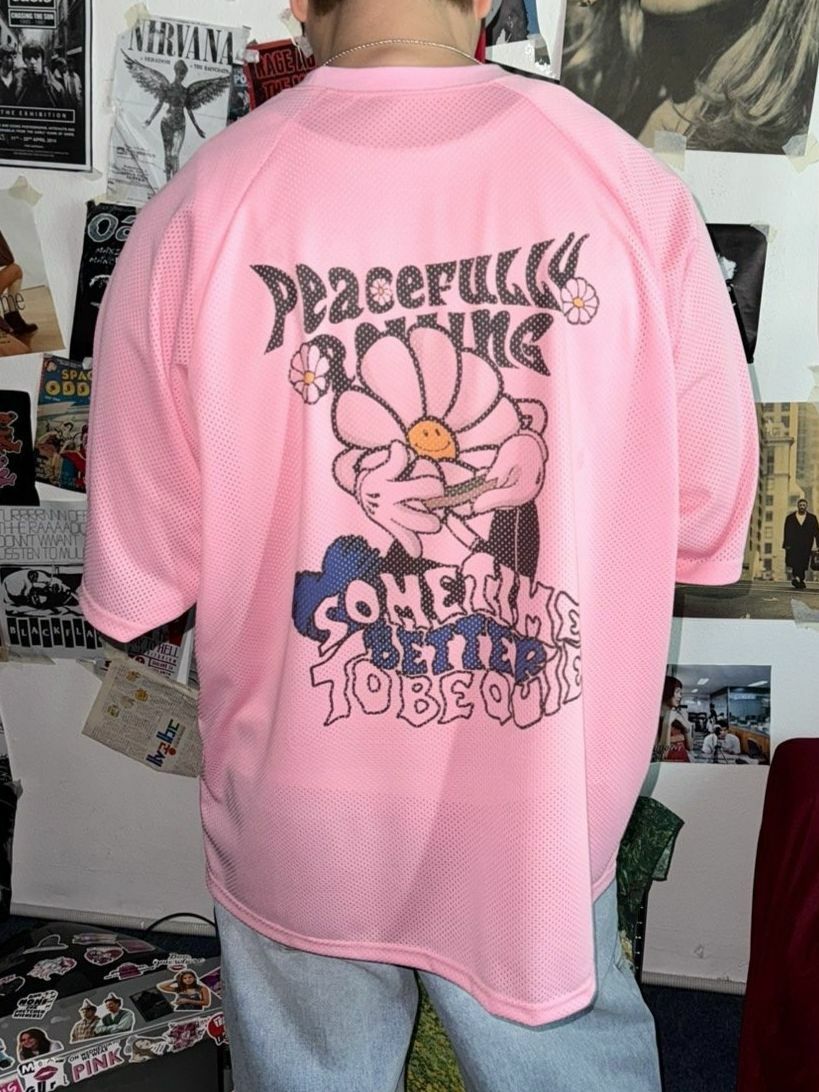 網紋花花圖案英文字短袖Tee BY ATTENTION-368T