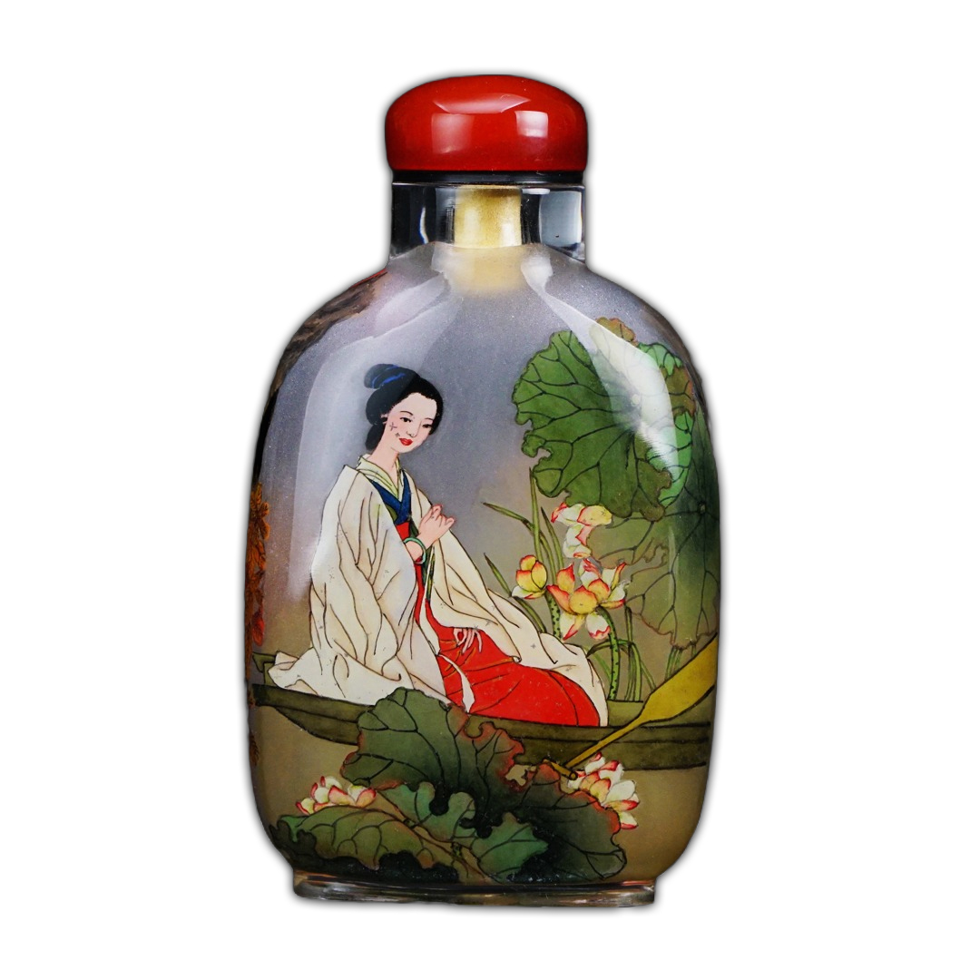 經典內畫藝術-鼻煙壺－仕女與自然的詩意結合