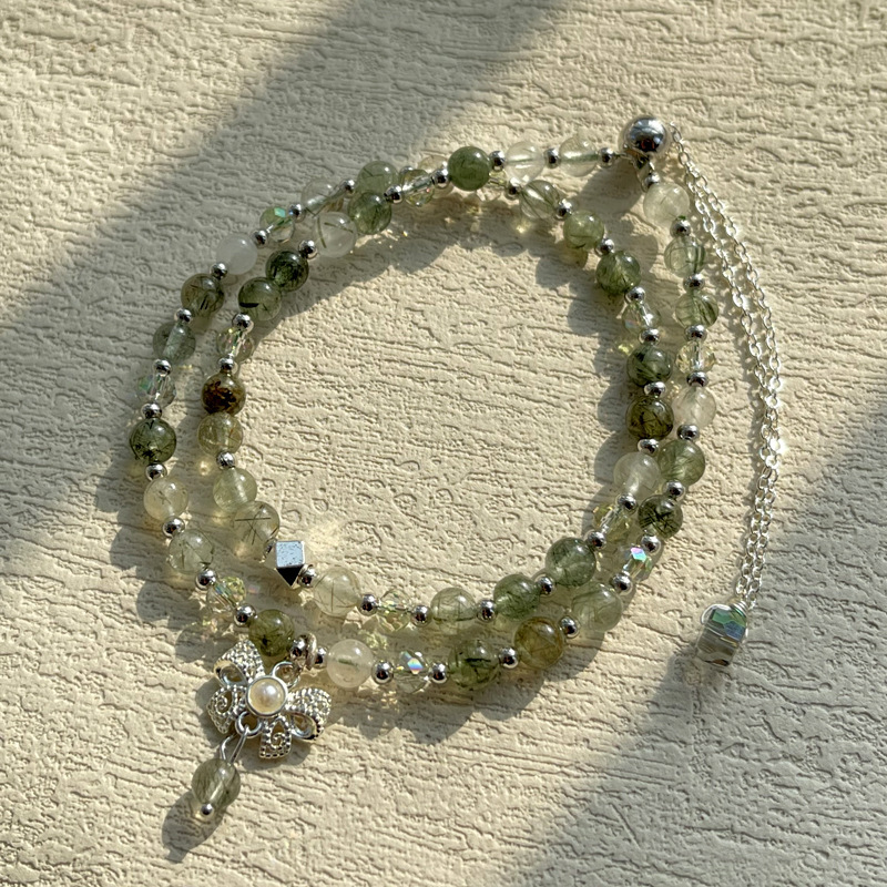 【星軌】天然綠髮晶精緻綠水晶復古雙圈手鍊