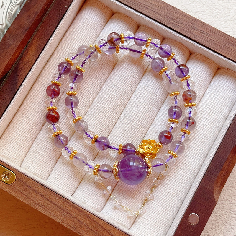 【星軌】幽靈紫鈦/紫幽靈/紫水晶多層雙圈手鍊