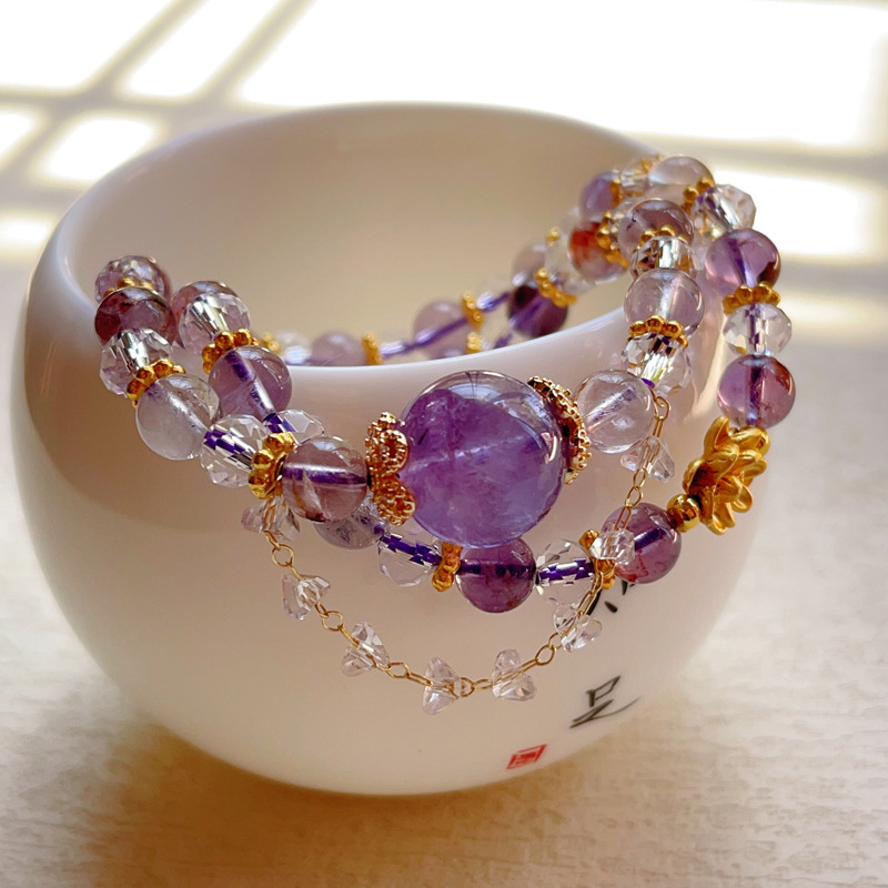 【星軌】幽靈紫鈦/紫幽靈/紫水晶多層雙圈手鍊