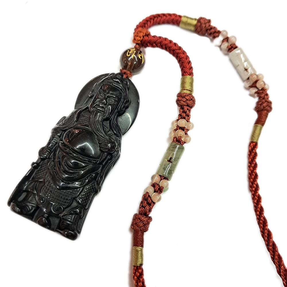 關聖帝君{黑曜岩}中國結項鍊【十方】126587