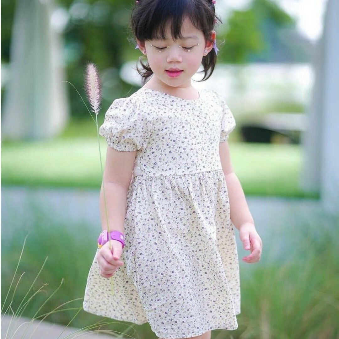 泰國-小碎花蝴蝶結親子洋裝-小童洋裝