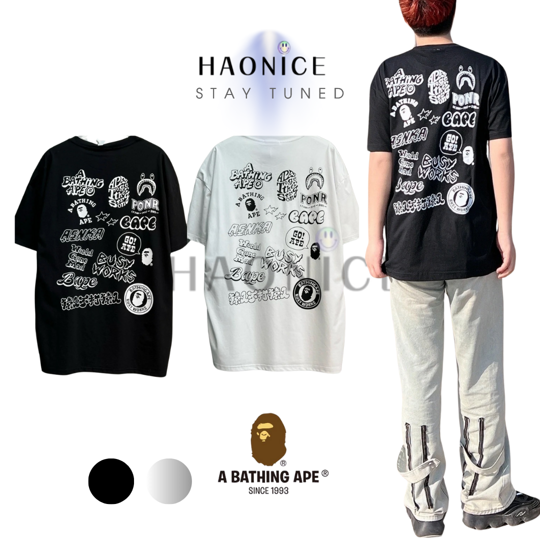 【HAO NICE】日本正品滿版圖案😎超好看BAPE 猿人 logo印花卡通 短袖T恤