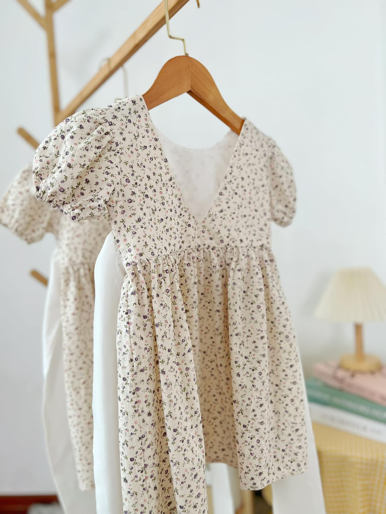 泰國-小碎花蝴蝶結親子洋裝-小童洋裝