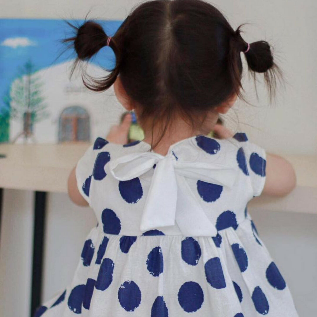 泰國-藍點點休閒親子洋裝-小童洋裝