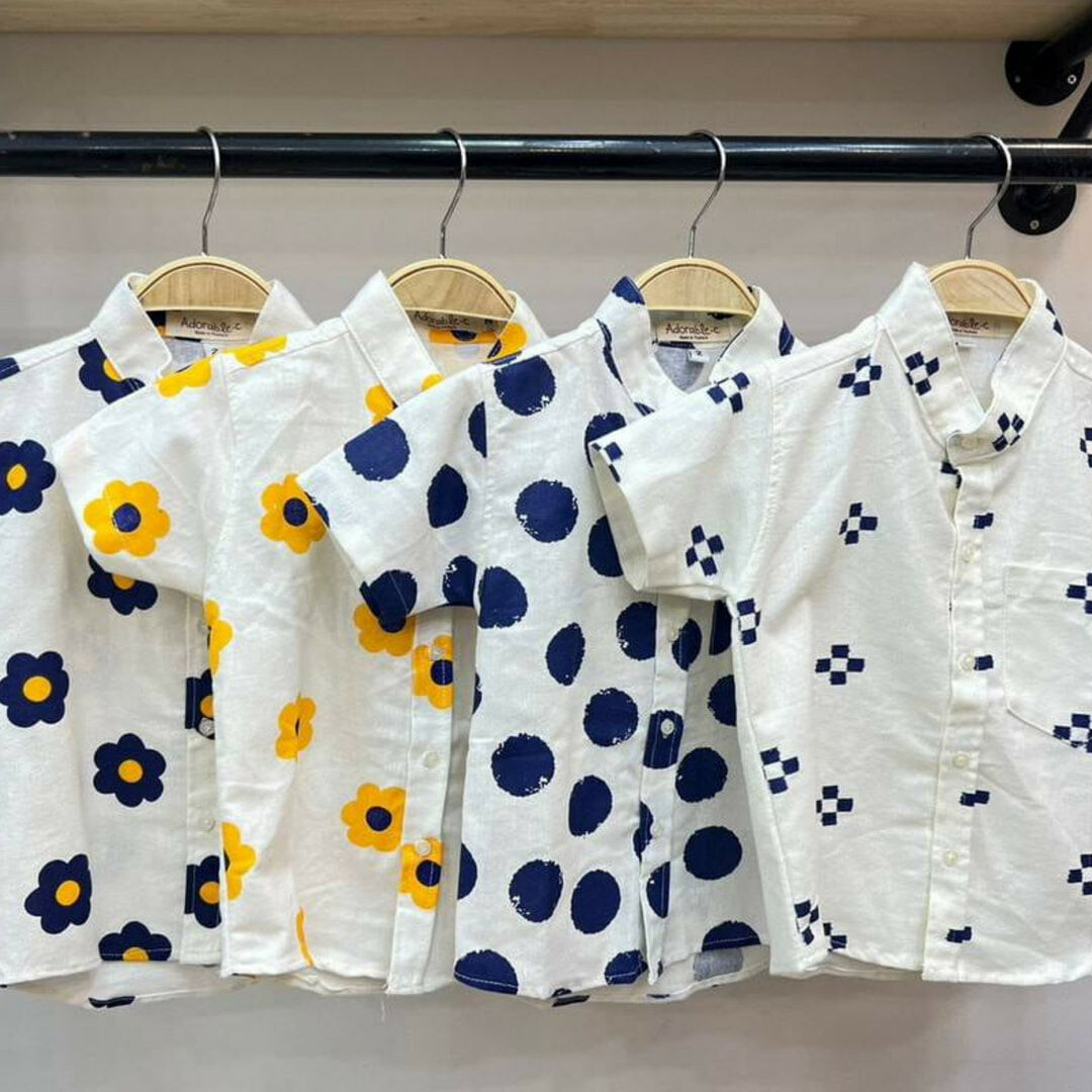 泰國-藍點點休閒親子洋裝-小童襯衫