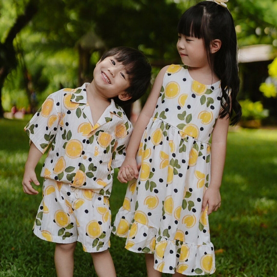 泰國-飄逸檸檬親子洋裝-小童洋裝