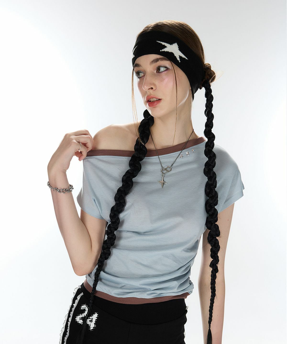 LARTIGENT L12 ONE-SHOULDER BOATNECK TOP