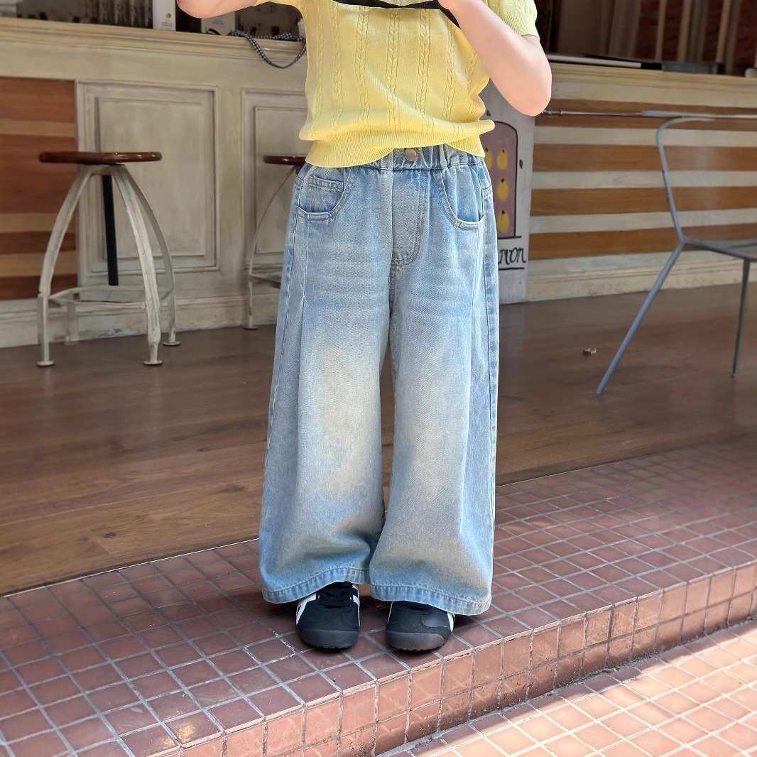 字母牛仔落地褲