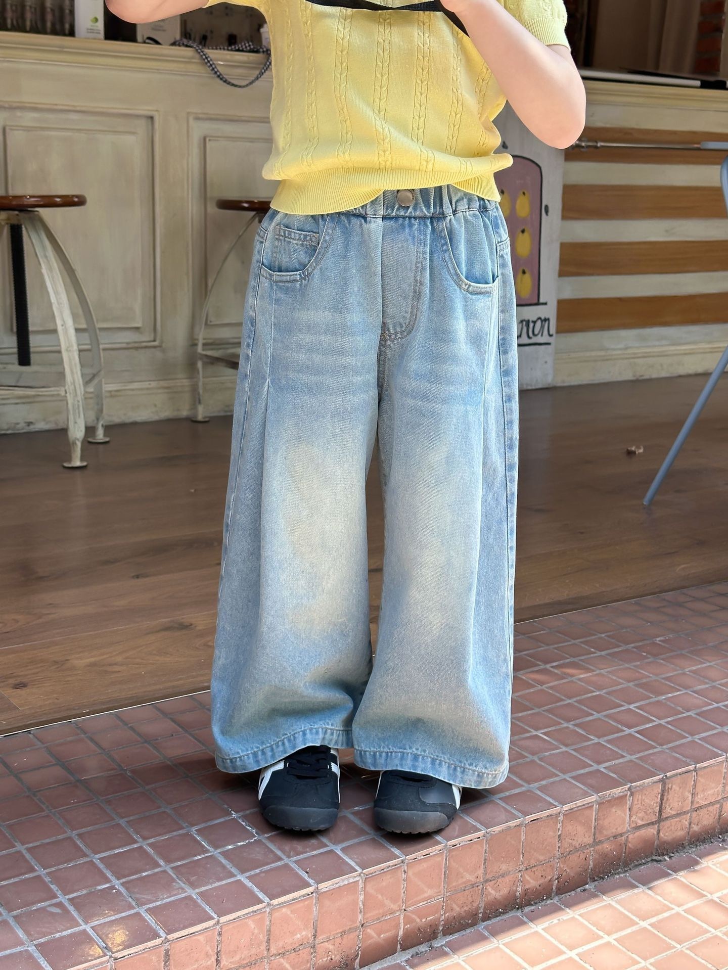 字母牛仔落地褲